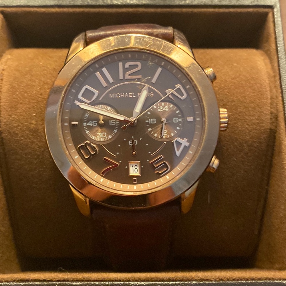 Michael Kors Rose Gold and Leather Watch
